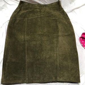Vintage Morningside Suede Pea Green Skirt 14P